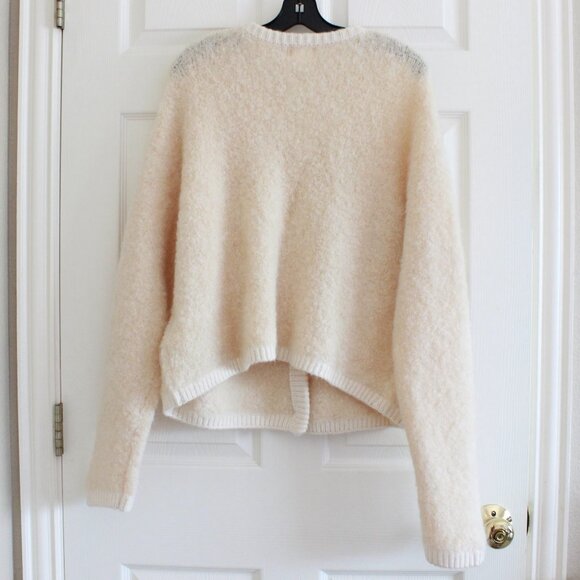 H&M Wool Blend Bouclé Cardigan in Cream - Picture 8 of 11